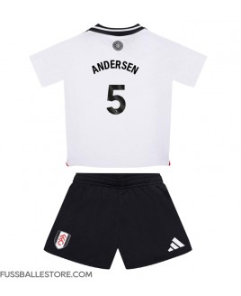 Günstige Fulham Joachim Andersen #5 Heimtrikotsatz Kinder 2024-25 Kurzarm (+ Kurze Hosen)